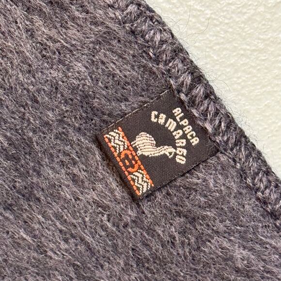 Alpaca Camargo Scarf Gray Long Solid Wool Fringed Neck Scarf Soft Cozy Warm - Picture 7 of 9